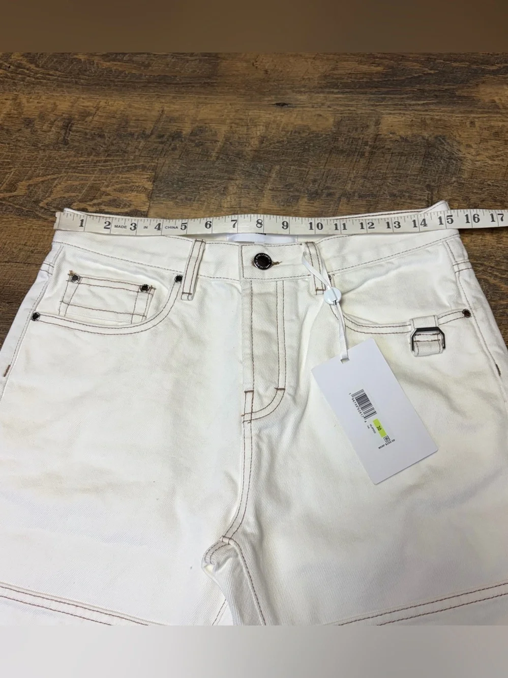NEW Karl Lagerfeld Contrast Stitch Carpenter Natural Denim Pant Men 30X30 Cotton